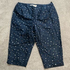Talbot's 100% Pure Silk Navy Pants Size 24W Metallic Polka Dots Evening Holiday